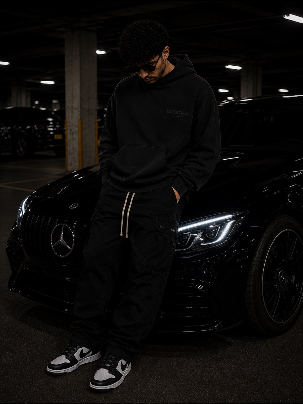 Essentials Men's Black Pullover Hoodie - Minimal Streetwear